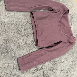Zara Mauve Ribbed Long Sleeve Top